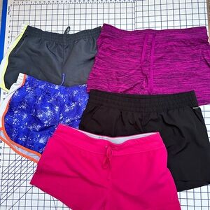 Women's Assorted Color athletic Shorts Set 5 pair bundle